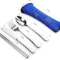 10PCS Portable Silverware Set with Case, Lengnoyp Travel Camping Utensils Set, Premium Stainless Steel Travel Cutlery Set, Reusable Safe Flatware Sets for Lunch Box/Workplace/Students, Silver