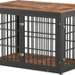 48 Inch Rustic Heavy Duty Dog Crate Furniture for Extra Large Dogs, Decorative Pet House End Table, Wooden Cage Kennel Furniture Indoor, Black and Brown