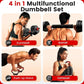 Adjustable Dumbbell Set, 20/33/45/70/90lbs Free Weight Set with Connector, 4 in1 Dumbbells Set Used as Barbell, Kettlebells, Push up Stand, Weight Set for Home Gym Suitable Men/Women