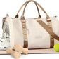 FIORETTO Womens Gym Tote Duffle Bag with Wet Pocket & Shoe Compartment, Sports Duffel Overnight Weekender Hospital Workout Carry on Bag for Girls, Ideal for Travel, Swimming, Dance, Ballet Beige