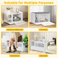 Tangkula Cat Litter Box Enclosure, Hidden Litter Box with Removable Cushion & Flip-Down Opening, Multifunctional Storage Cabinet Bench, Modern Litter Box Furniture Fits Most Litter Box (White)