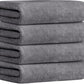 JML Microfiber Towels, Bath Towel Set 4 Pack, 27" x 55" - Super Absorbent, Fast Drying Bathroom Towel for Hair, Swimming, Fitness, Sport, Yoga -Grey
