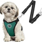 SlowTon Dog Seat Belt Harness for Car, Dog Car Harness Adjustable Mesh Breathable & Dog Seatbelt Safety Tether with Elastic Bungee for Small Medium Large Pets(Green, Double Clip, XS)