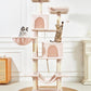 TaoqimiaoCat Tree Cat Tower for Indoor Cats, Plush Multi-Level Cat Condo with 12 Scratching Posts, 2 Perches, 2 Caves, Hammock, 2 Pompoms Jelly Pink