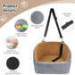 Dog Car Seat for Small Medium Dogs,Detachable Washable Dog Booster Seat Under 30lbs, Pet Car Seat Travel Bed with Storage Pockets and Dog Safety Belt(Grey/Brown)