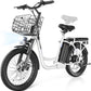 Caroma Electric Scooter with Seat, 48V Removable Battery E-Bike, Up to 30Miles&20MPH, 500/800/1200W Motor, 20" Fat Tire Adult Electric Bicycles for Commuting with Basket