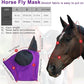 Horse Fly Mask with Ears, Comfortable Fit Stretch Fabric with UV Protection Soft on Skin Breathability for Small/Medium Size Horses (Purple)