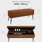 Leather Storage Ottoman Bench,End of Bed Bench for Living Room Bedroom Dinning Room Entryway,Mid-Century Modern,Faux Leather,with Steel Legs,Safety Hinges, Loads 660 lb (with Button, Brown)