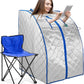 Infrared FAR IR Negative Ion Portable Indoor Personal Spa Sauna by Durherm with Air Ionizer, Heating Foot Pad and Chair, 30 Minutes Timer, Large, Silver