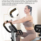 pooboo Folding Exercise Bike, Foldable Upright Stationary Bike, Indoor Cycling Magnetic X-Bike with 8-Level Adjustable Resistance, 6.6 LBS Flywheel, 300LB Capacity, Bottle Holder & Back Support Cushion for Home Gym