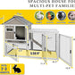 94''L Rabbit Hutch Outdoor Chicken Coop with Run, Wooden Indoor 2 Story Bunny House with Waterproof Roof, Pull Out Tray, Guinea Pig Rabbit Duck Cage for Small to Medium Animals and Pet Lover, Gray