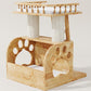 Modern Solid Wooden Cat Tree Tower, 25" Luxury Cats Trees Condo with Scratching Post, 2 Level Heavy Duty for Cat Tower Indoor Cats Adults, Natural Cats Tree House with Washable Cushions