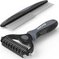 Pet Grooming Brush and Metal Comb Combo, Cat Brush Dog Brush for Shedding, Undercoat Rake for Dogs Grooming, Dematting Deshedding Brush Dogs Shedding Tool for Long matted Haired Pets, Gray