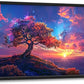 Quorin Tree Large Wall Art Sunset Mountain Landscape Pictures Red Tree of Life Wall Decor Nature Canvas Print Painting Artwork for Bathroom Living Room Bedroom 36L x 24W