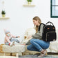 RUVALINO Diaper Bag Backpack-Multifunction Baby Travel Bag, Insulated Bottle Holders & Large Capacity, Waterproof, Deep Black