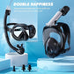 Full Face Snorkel Mask, Snorkeling Gear for Adults Men and Women, 180 Degrees Panoramic View Snorkel Set Anti-Fog Anti-Leak, Dry Top System and Travel Bag for Swimming, Snorkeling