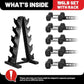 PAPABABE Hex Dumbbell Sets with Rack, 60-550lb Rubber Coated Dumbbell Weight Set and Storage Rack, Multiple Options Hand Weights for Strength Training