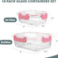 10 Packs Glass Meal Prep Containers with Lids, Glass Food Storage Containers Set, Airtight Lunch Containers, Microwave, Oven, Freezer and Dishwasher Safe, Pink