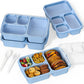 Large Capacity Bento Box for Adults, 4-Piece Set – Stackable Lunch Box with 4 Compartments, Microwave & Dishwasher Safe, Reusable Meal Prep Containers, Snack Containers for Kids & Adults (Blue)