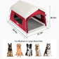 Dog Tent Cotton Fabric, Aluminum Poles and Camping Mat, Outdoor Weatherproof, Dog House Outdoor, Breathable with 2 Side Windows, Portable and Collapsible (Red, Large)