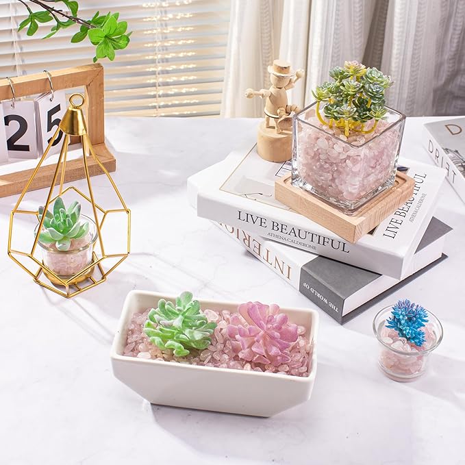 0.88 Lb Rose Quartz Crushed Stones Crystal Chips Bulk, Natural Gemstones Healing Reiki Crystals Mini Quartz Pebbles Irregular Shaped Decorative Vase Fillers Aquarium Gravel Rocks