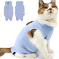 Cat Recovery Suit, Surgical Recovery Clothes for Abdominal Wound or Skin Disease, Cats Onesie After Surgery and Spay, E-Collar Alternative Pajama Suit (Blue, Small)