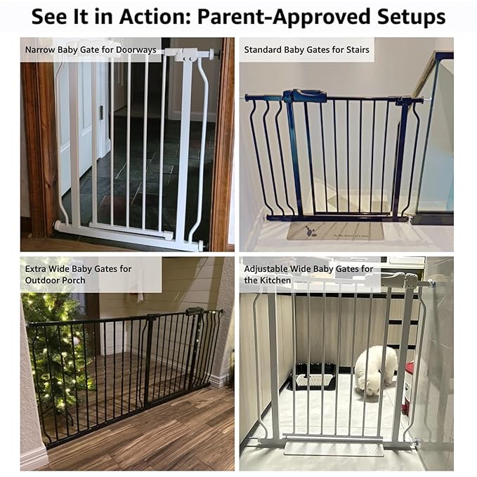 Baby Gates Extra Wide 48-53 Inch Large Baby Gate for Stairs Tension Pet Dog Gates Indoor for Doorways No Drilling Pressure Mounted Pet Gates for Kids