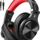 OneOdio A70 Bluetooth Over Ear Headphones, Wireless Headphones w/ 72H Playtime, Hi-Res, 3.5mm/6.35mm Wired Audio Jack for Studio Monitor & Mixing DJ Guitar AMP, Computer Laptop PC Tablet - Red