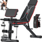 GIKPAL Adjustable Weight Bench - Workout Bench Press for Home Gym, Foldable Incline Decline Sit up Exercise Bench for Full Body Strength Training w/Leg Extension and Preacher Pad