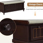 Classic Shoe Storage Bench with Cushion and Three Drawers, Fluted Entryway Bench with Storage for Entryway, Living Room, Hallways 44.0" L x 15.9" W x 18.9" H Espresso