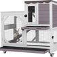 GUTINNEEN Rabbit Hutch Indoor Outdoor 2 Story Bunny House on Wheels Wood Rabbit Cage with 2 Pull Out Trays Guinea Pig Cage (Gray)