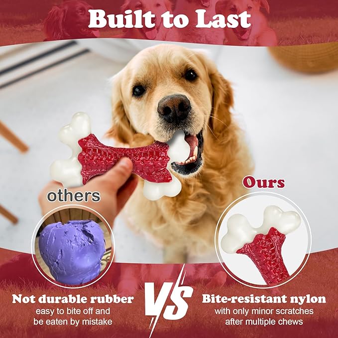 Tough Dog Toys, Dog Toys for Aggressive Chewers Large Breed, Aggressive Chew Toys for Large Dogs (2 Pack)