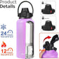Water Bottle Insulated 32oz 40oz 64oz 128oz Straw Lid Spout Lid & 3 Lids, Leak Proof, Vacuum Insulated,Stainless Steel Water Bottle Wide Mouth for Sports, Gym or Office