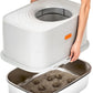 Stainless Steel Sifting Litter Box with Lid, Metal Litter Pan with Scoop for Big Cats Multi Cat, Extra Large Cats Litterbox Odor Control, Easy Clean (23*16.5*16.5inch-with Enclosure, X-Large)