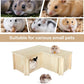 Wooden Hamster Platform and Dwarf Hamster House,Cute Syrian Hamster Tiny House Hideout,Large Balcony Lookout Holes,for Dwarf Gerbils and Mouse Mice Rat Other Small Animals(F)