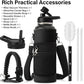 40 oz Insulated Water Bottle | Thickened Stainless Steel Vacuum Metal | Portable Sports Water Jug for Gym and Hiking with Straw, Carrier Bag, Handle Strap | BPA-Free 40 oz, Black