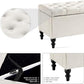 Ottoman with Storage,50.2-inch Upholstered End of Bed Storage Bench for Bedroom,for The Living Room,for Entryway, with Tray & Button and Safety Hinges,Detachable (White)