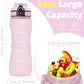 OLDLEY 25 oz Water Bottle, Motivational Water Bottle with Time Marker, Sports Water Bottle With Strap, Leakproof & BPA Free Large Water Bottles for School, Gym, Travel, Outdoor, Tritan,Pink