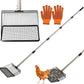 10inch Large Metal Chicken Poop Scooper, 36" to 75" Long Chicken Coop Litter Scoop with Stainless Steel Adjustable Handle, 4 in 1 Detachable Litter Sifting Shovel Scoop for Chicken Coop Accessories