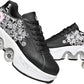 Double-Row Deform Wheel Automatic Walking Shoes Invisible Deformation Roller Skate 2 in 1 Removable Pulley Skates Skating Parkour