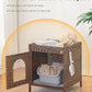 Cat Litter Box Enclosure Hidden Litter Box Furniture with Metal Heightened Feet, Rattan Handwoven Cat House with Litter Mat, Hidden Litter Box Furniture for Bedroom Living Room Brown