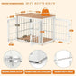 32 Inch Heavy Duty Dog Crate Furniture for Medium and Small Dogs, Decorative Pet House End Table, Wooden Cage Kennel Furniture Indoor, Natural and White