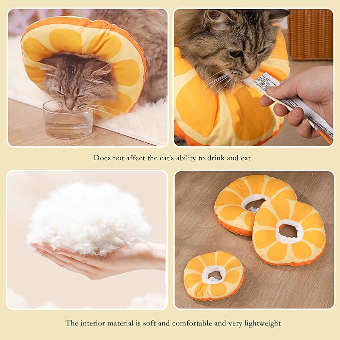 Cat Recovery Soft Collar.Waterproof Soft Recovery Cone Collar. Anti-bite and Anti-Lick Wound Healing Safe Adjustable Elizabethan Collar.(S)