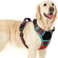 Eagloo Dog Harness for Large Dogs, Easy Wearing with 3 Buckles, Adjustable No Pull Pet Harness with 2 Rings for Walking, No Chock Reflective Soft Padded Vest with Control Handle, Red & Teal, L