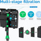 U-V Aquarium Filter for 20-50 Gallon Tank,Hang On Back Aquarium Filter Green Water Cleaning Machine,HOB Filter Ultra-Quiet Powerful Pump 170GPH for Fish Turtle Tank with Surface Skimmer