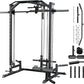 Mikolo Smith Machine Home Gym Power Cage (1:1 Ratio Strength Trainer) (Space Saving Design) (with 8 Free Attachments) Squat Rack for Full Body Training