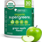Zena Nutrition Organic Super Greens Powder, 70+ Superfoods, 0 Sugar, 3G Fiber, Spirulina, Chlorella, Antioxidants, Prebiotics/Probiotics, Digestive Enzymes, Green Apple, 30 Servings