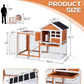 Outvita Rabbit Hutch, Small Wood Chicken Coop, 48" Guinea Pig Cage w/Pull-Out Tray, Waterproof Asphalt Roof, Chicken Run, Interactive Door for Small Animal Pen Outdoor