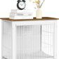 DWANTON Dog Crate Furniture with Cushion, Wooden Kennel Table with Double Doors, Indoor Dog House, Small/Medium/Large Size, 27.2" L, White+Warm Brown
