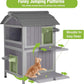 GUTINNEEN Outdoor Cat House Weatherproof Feral Cat Shelter with Escape Doors - 2-Story（AIR94）